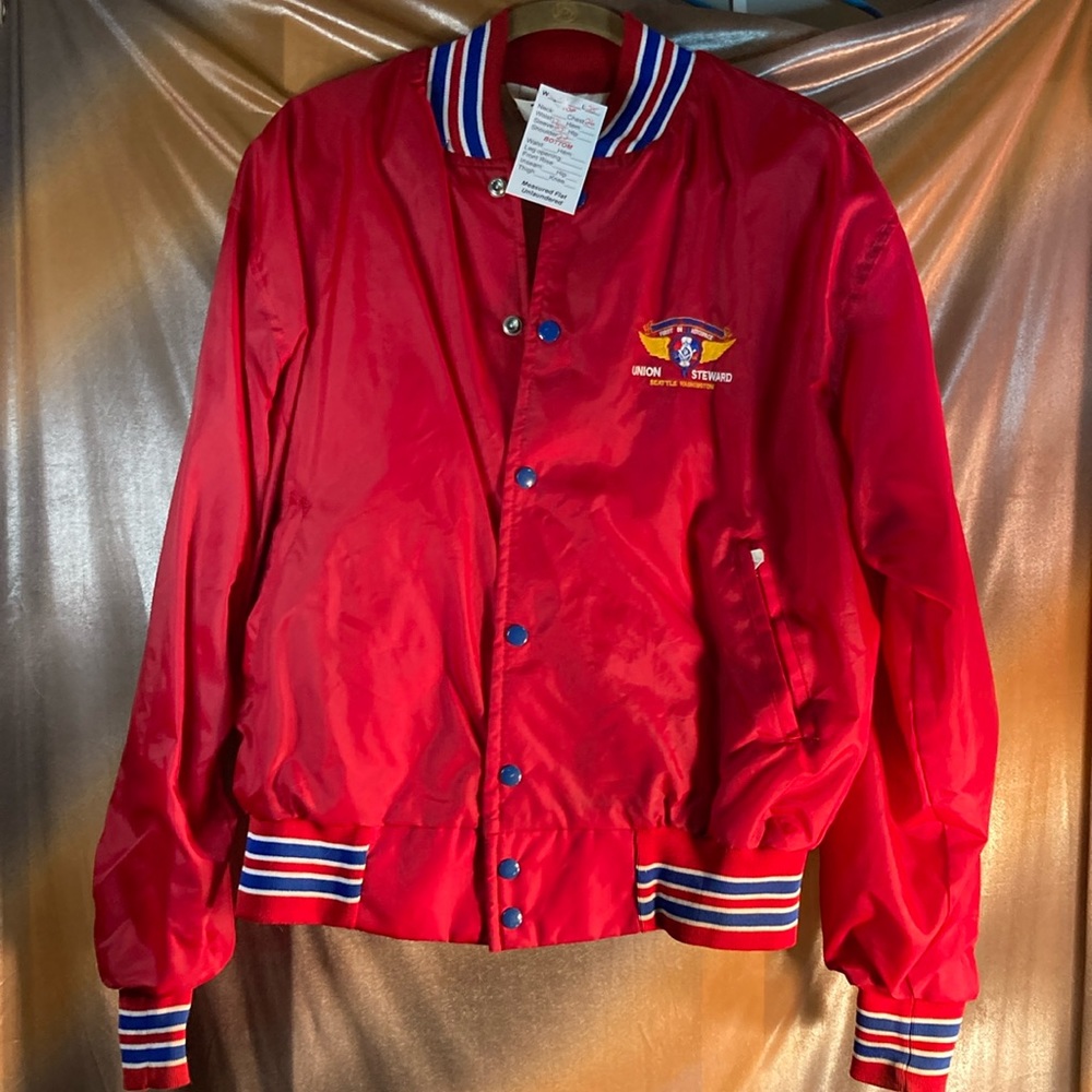 Vintage 80’s‎ Union steward red jacket size L 52” chest. Baseball style. Box B